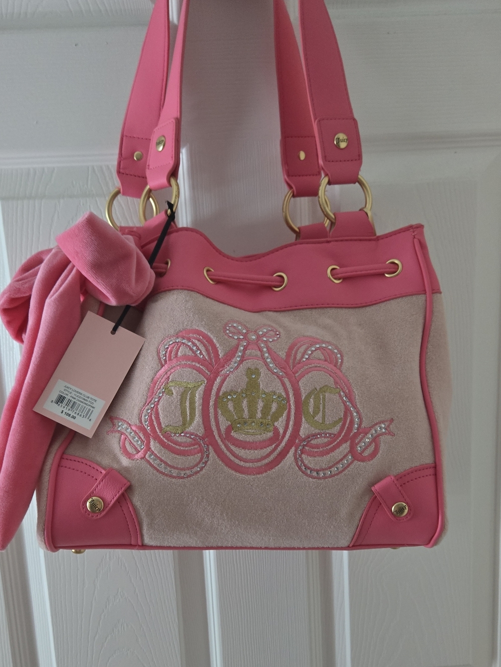 Pink Embroidered Crown Tote Bag - Women's Shoulder Bag